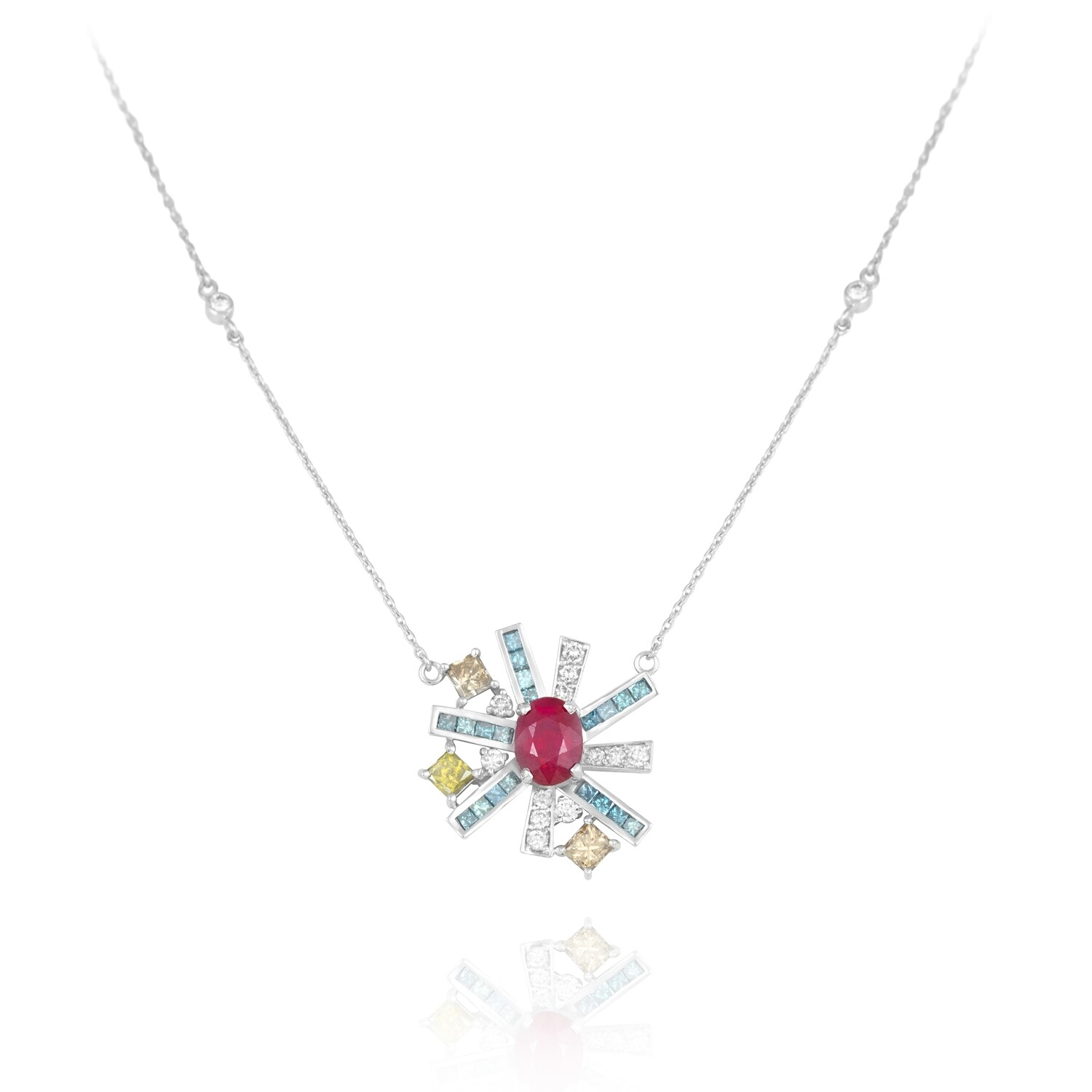 Eternal Diamond Necklace with Fancy Diamond and Ruby