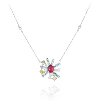 Eternal Diamond Necklace with Fancy Diamond and Ruby