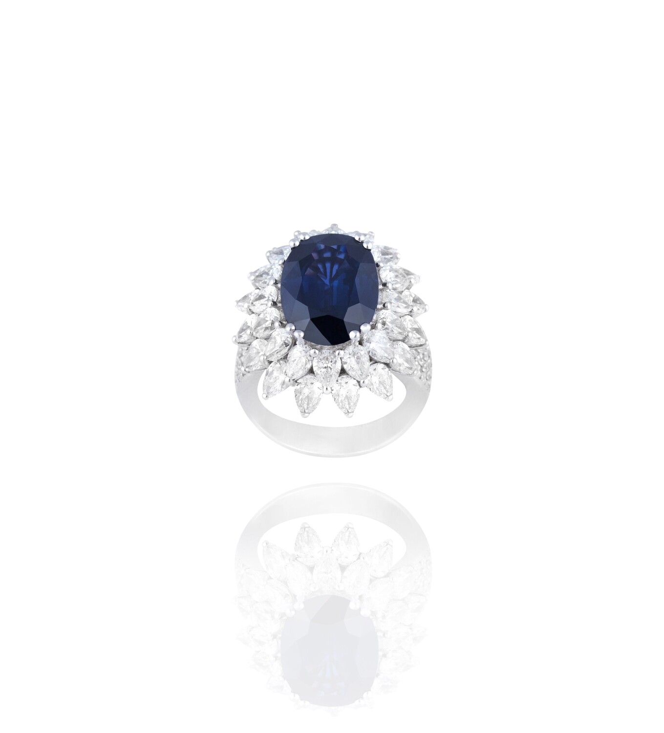 Eternal Diamond Ring with Pear and Sapphire