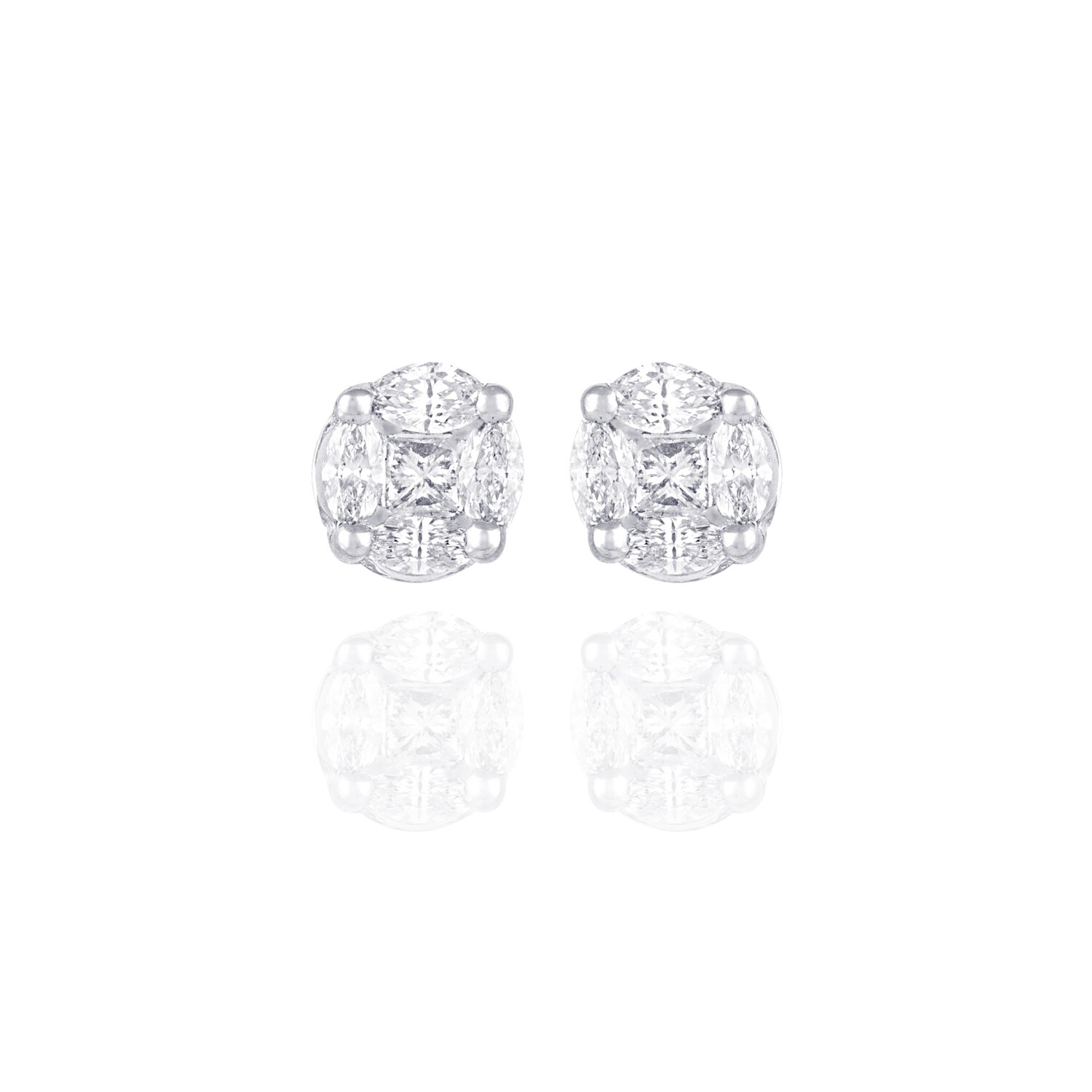 Eternal Diamond Earrings Studs with Marquise and Princess