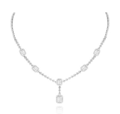 Bridal Diamond Necklace with Baguette Diamond