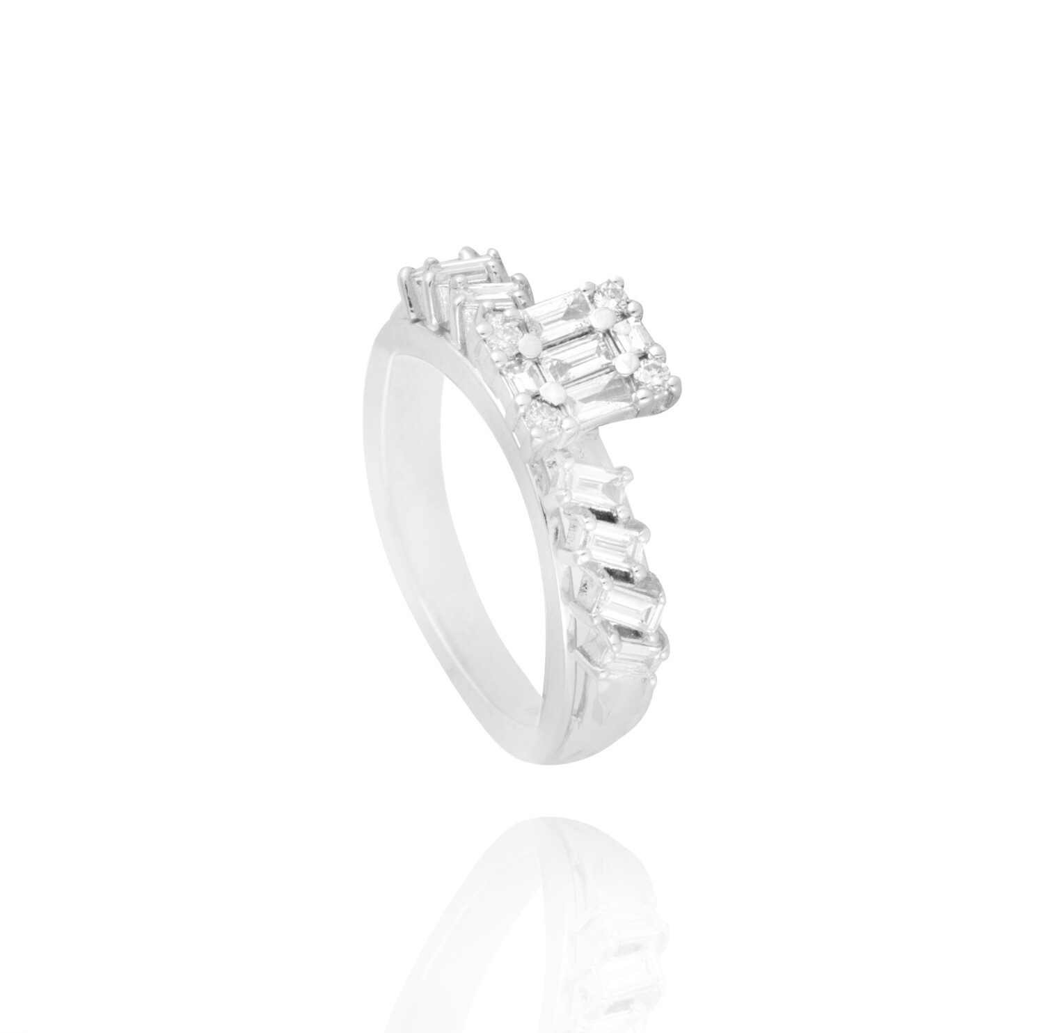 Wedding Band Solitaire with Baguette Diamond