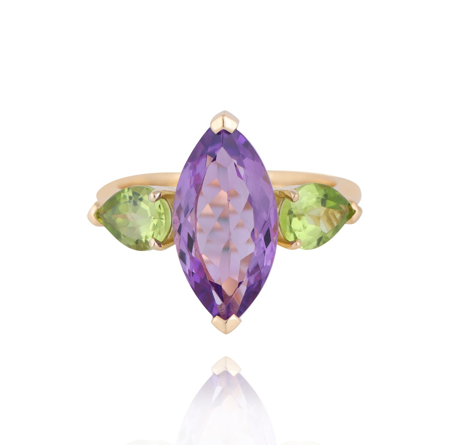 ShineStone Ring Gold with Precious Colors Stones
