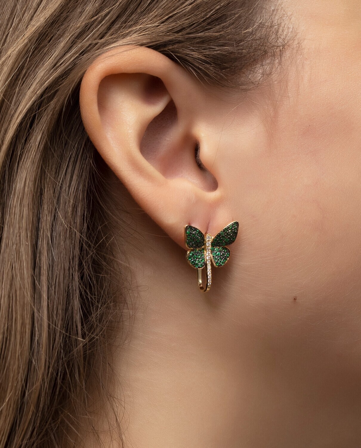 Emerald butterfly earrings new arrivals