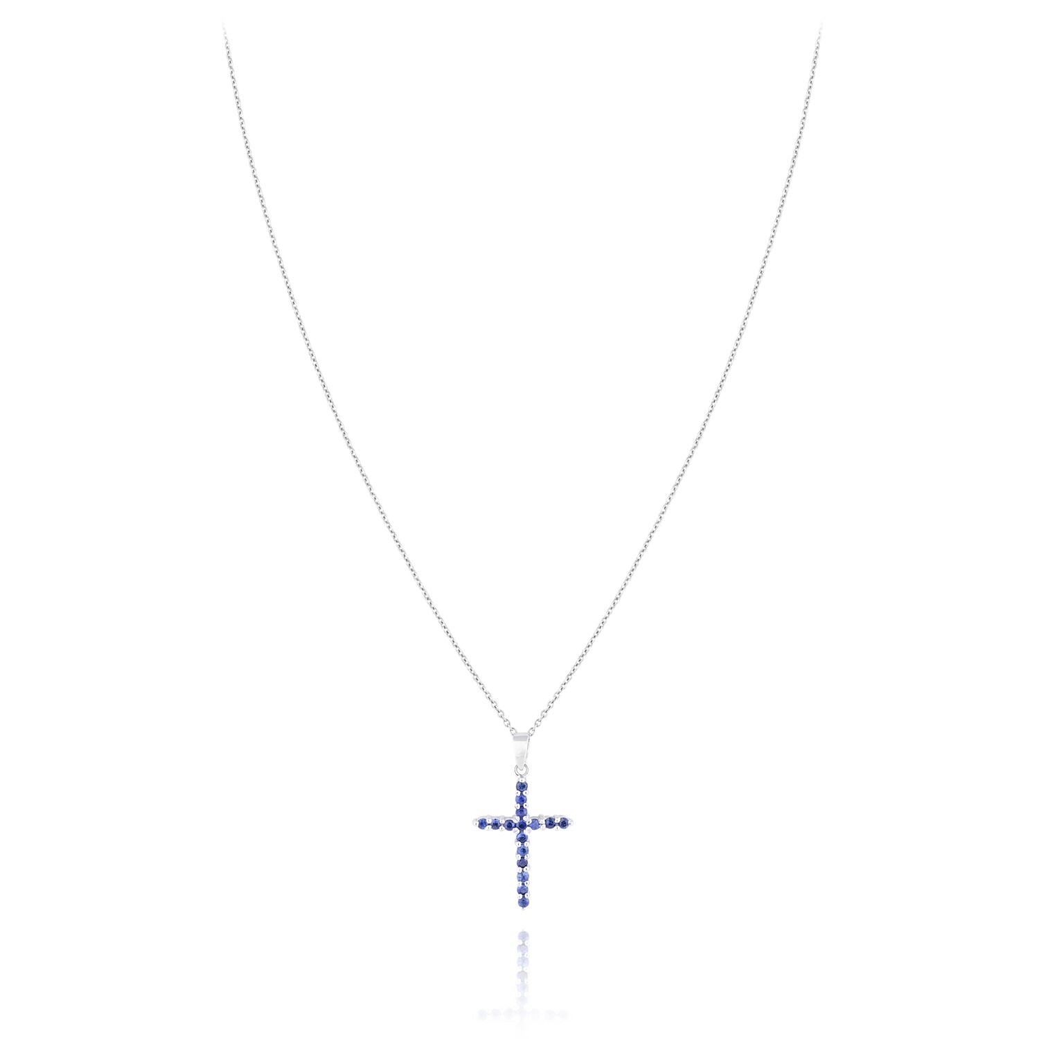 Cross Necklace Gold with Sapphire