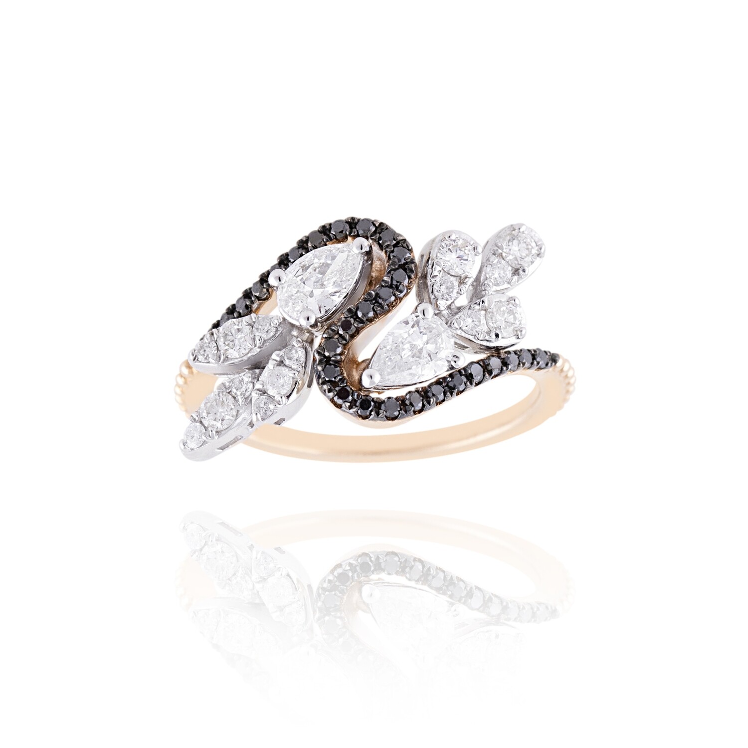 Eternal Diamond Ring with Pear and Black Diamond