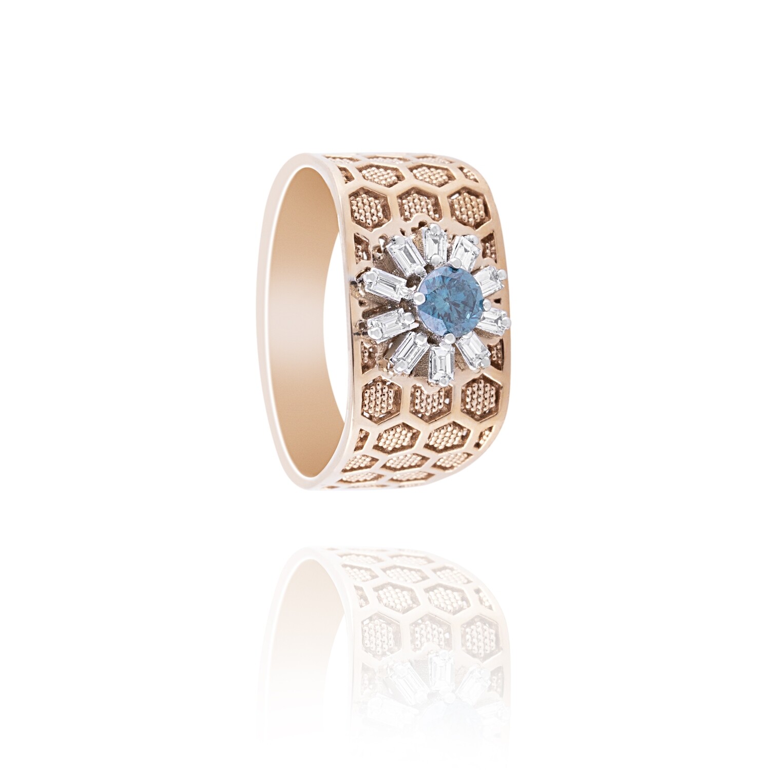 Eternal Diamond Ring with Baguette and Blue Diamond