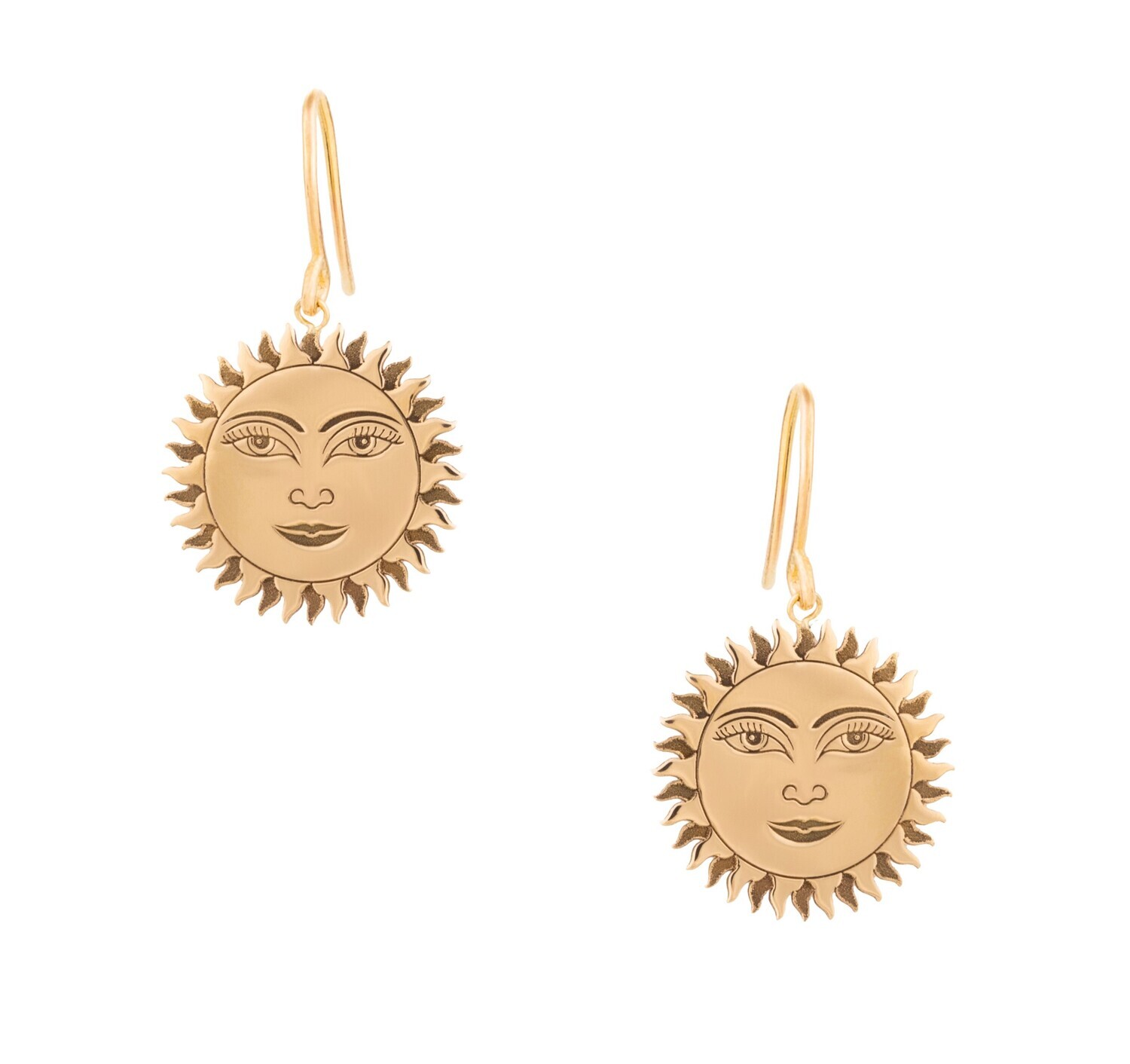 Zodiac Gold Earrings Sun Face