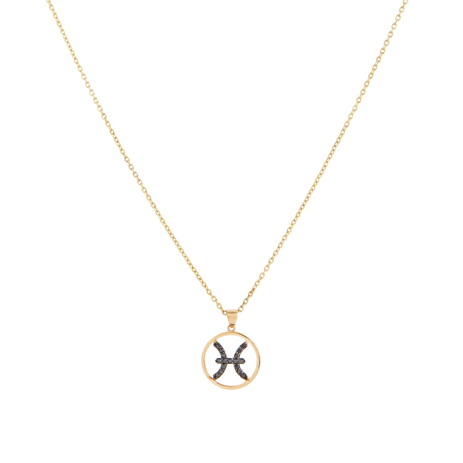 Zodiac Black Diamond Necklace, Pisces