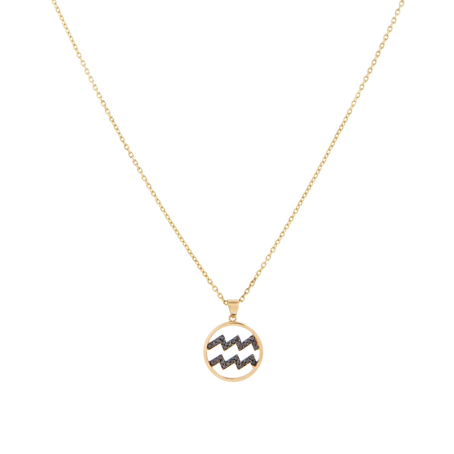 Zodiac Black Diamond Necklace, Aquarius