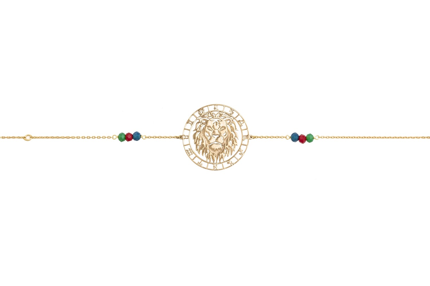 Zodiac Gold Bracelet Leo with Colored Beads