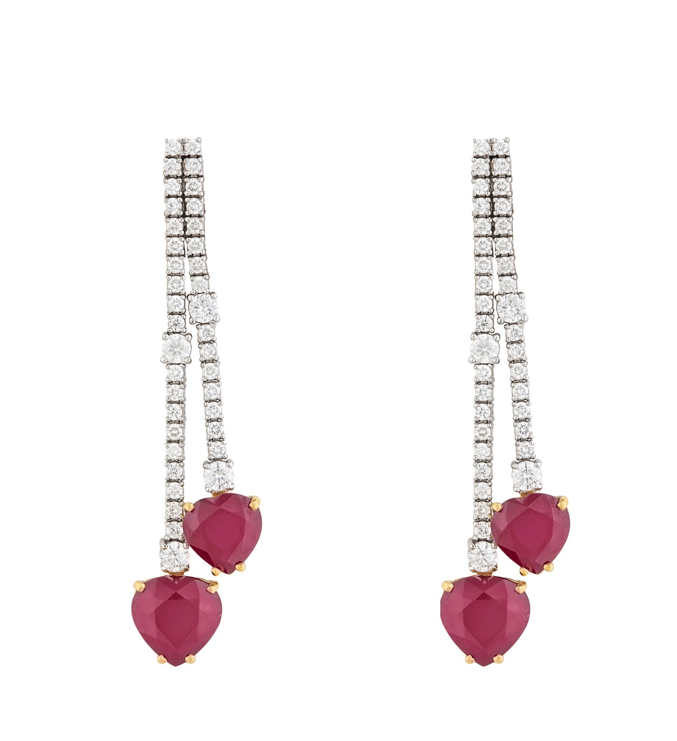 Eternal Diamond Hearts Earrings with Ruby