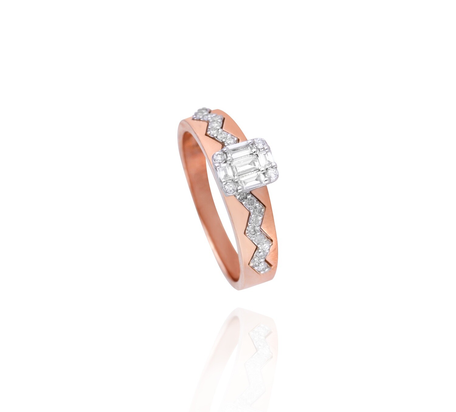 Solitaire Diamond Engagement Ring with Baguette Diamond