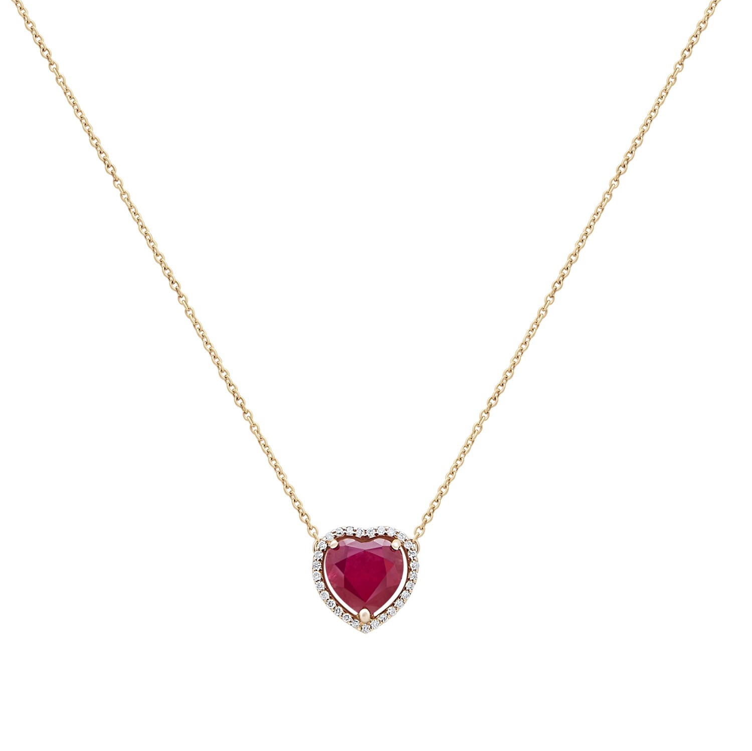 Eternal Diamond Heart Necklace with Ruby