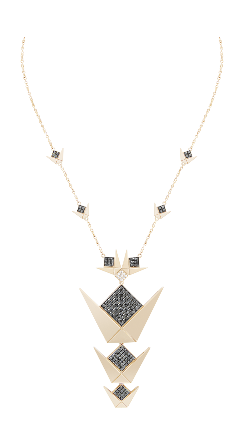 Emblem Diamond Necklace with Black Diamond