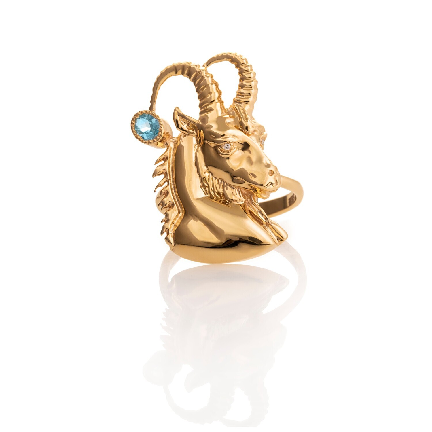 Zodiac Diamond Ring Capricorn with Precious Stone