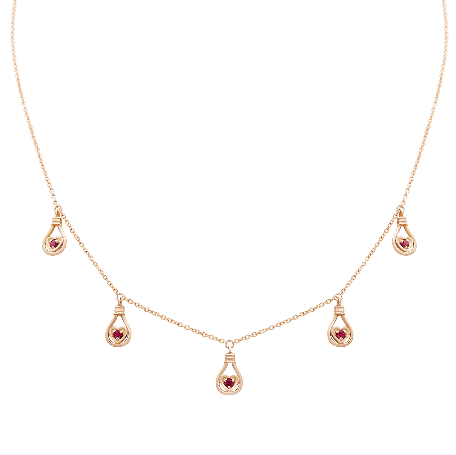 Light Gold Necklace Love with Ruby