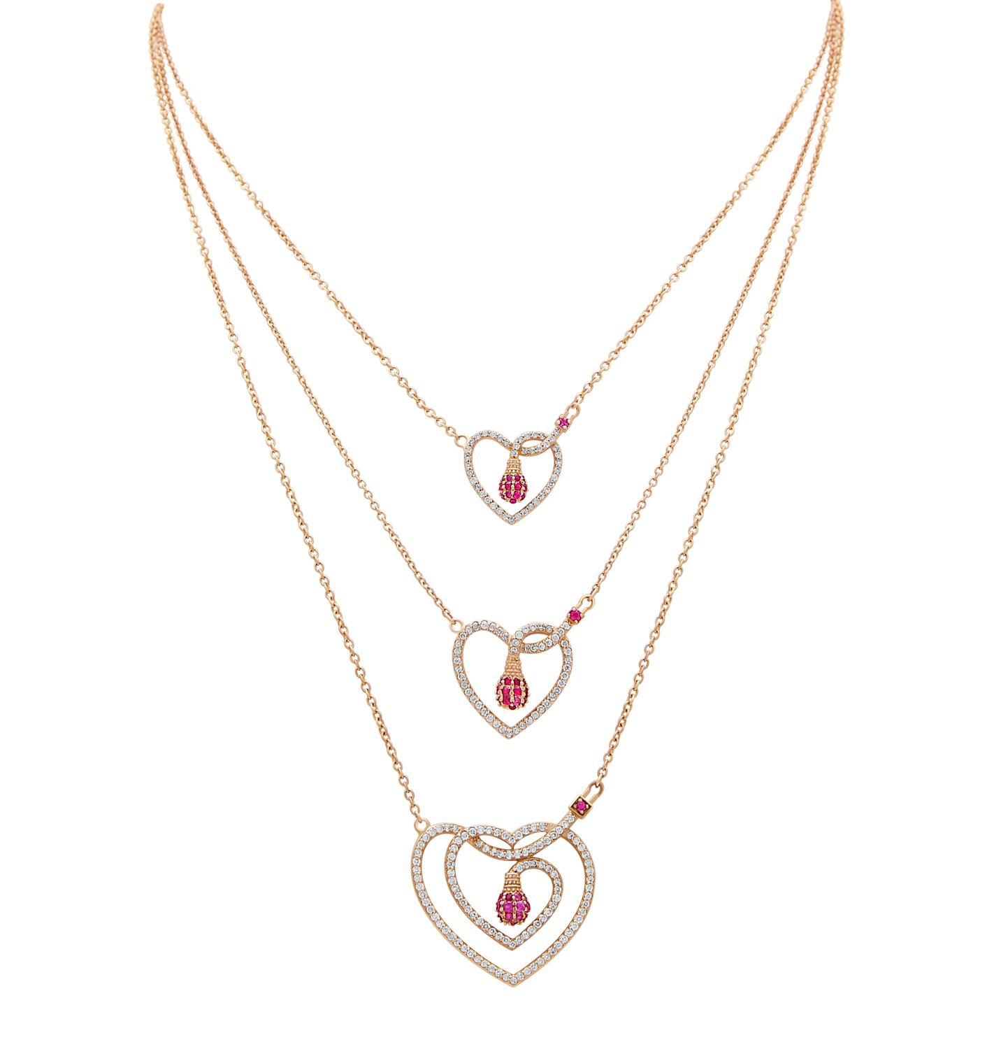 Light Diamond Necklace Love with Ruby