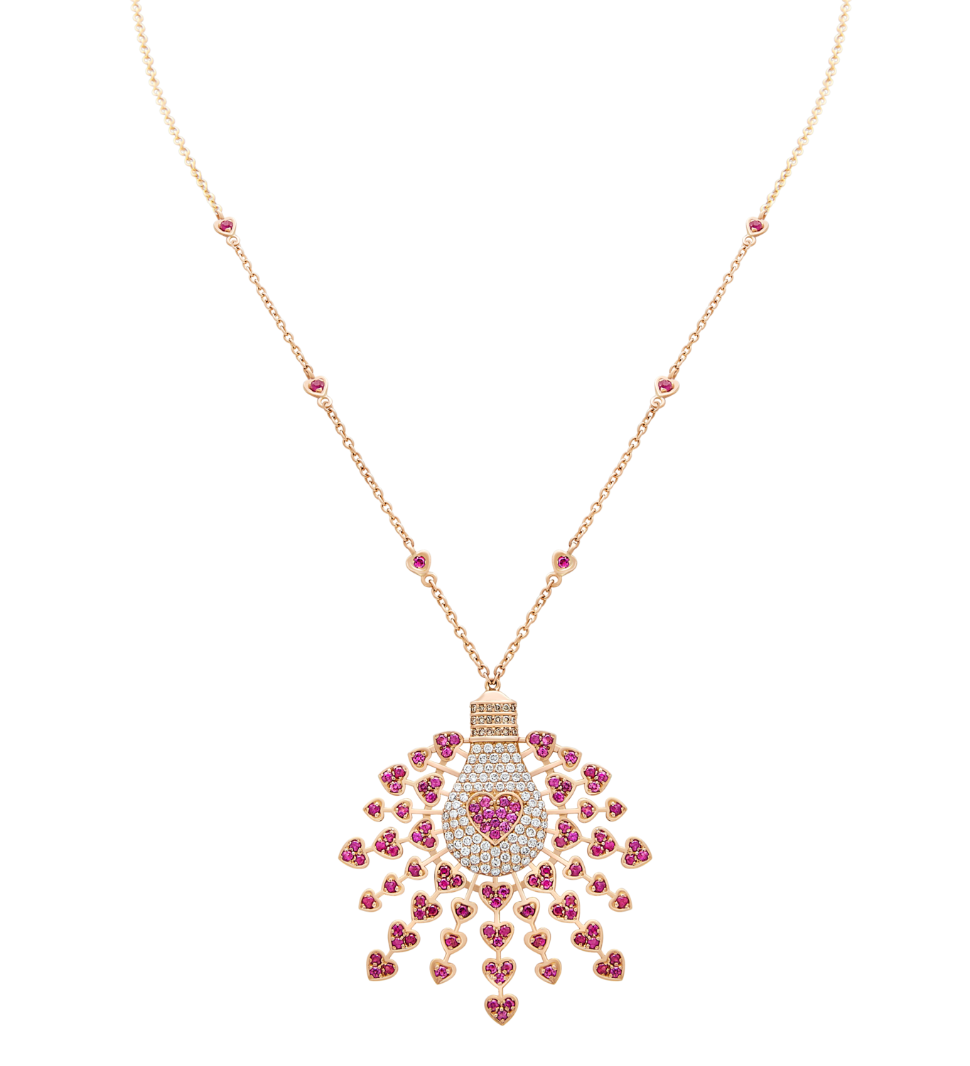 Light Diamond Necklace Love with Ruby