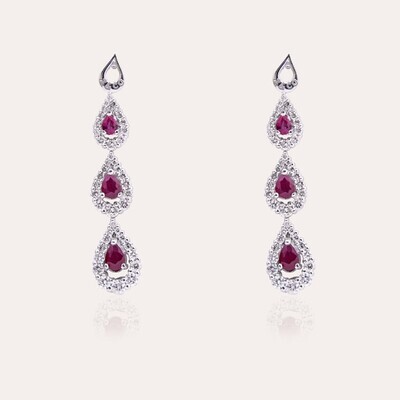 Drops Diamond Earrings with Ruby