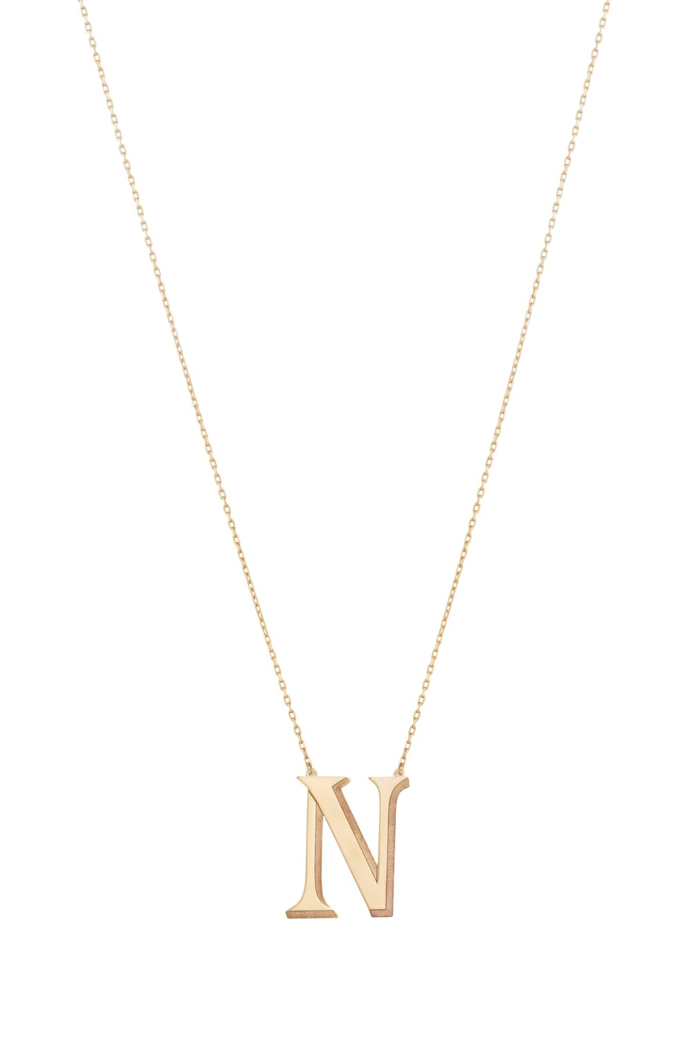 Initials Gold Necklace Letter N