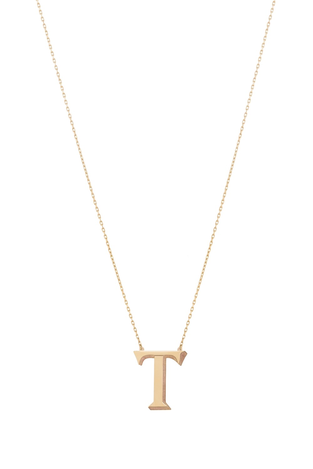 Initials Gold Necklace Letter T