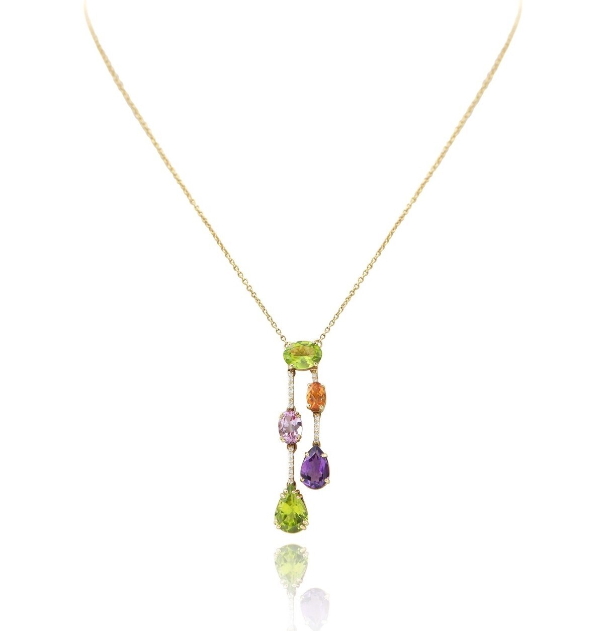 ShineStone Diamond Necklace with Precious Colors Stones