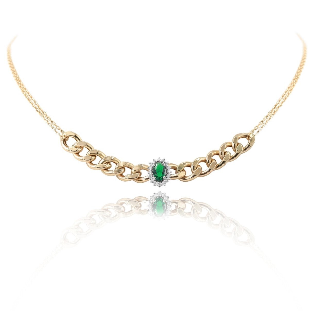Eternal Diamond Chain Necklace with Colored Stone