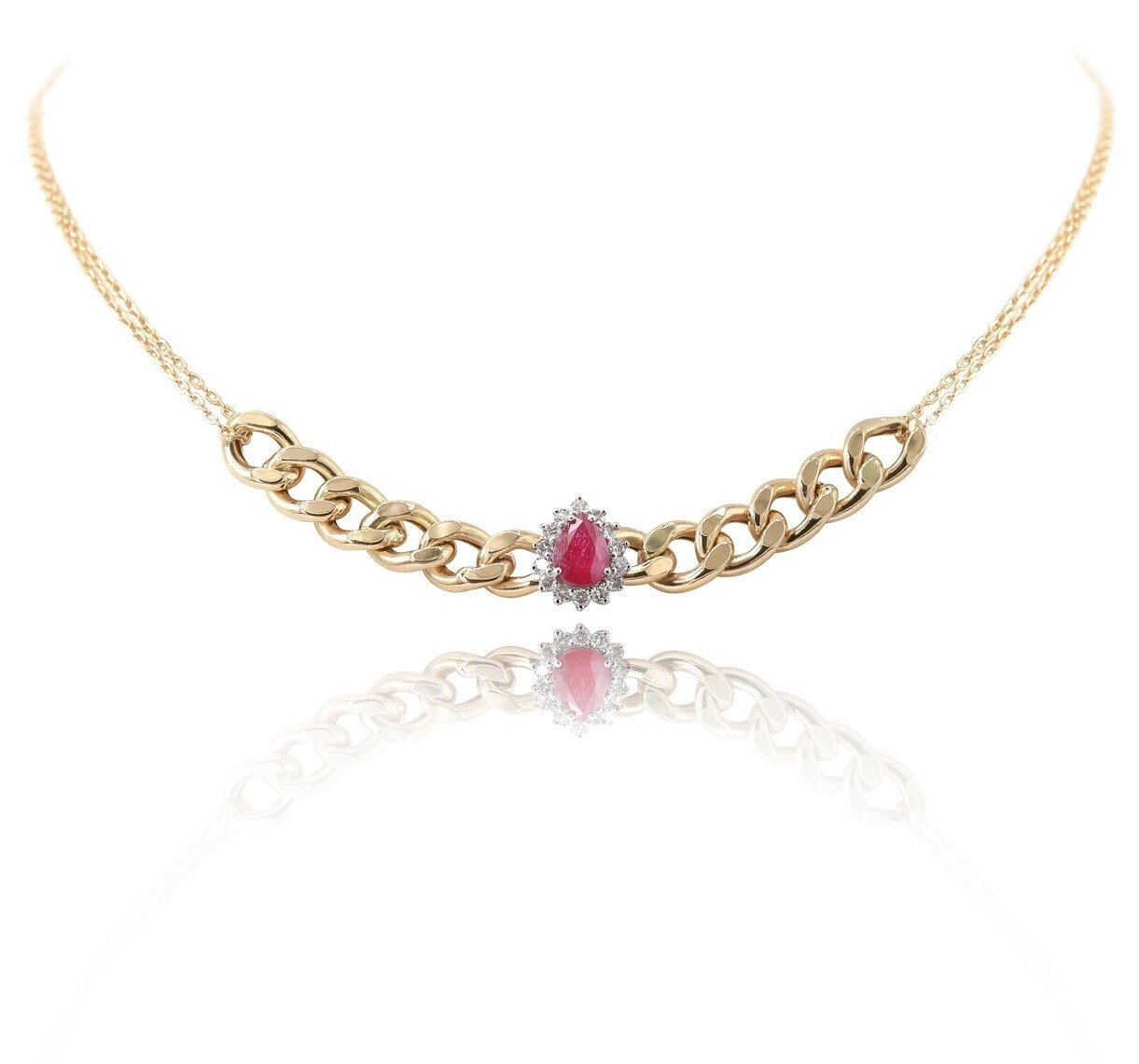 Eternal Diamond Chain Necklace with Ruby