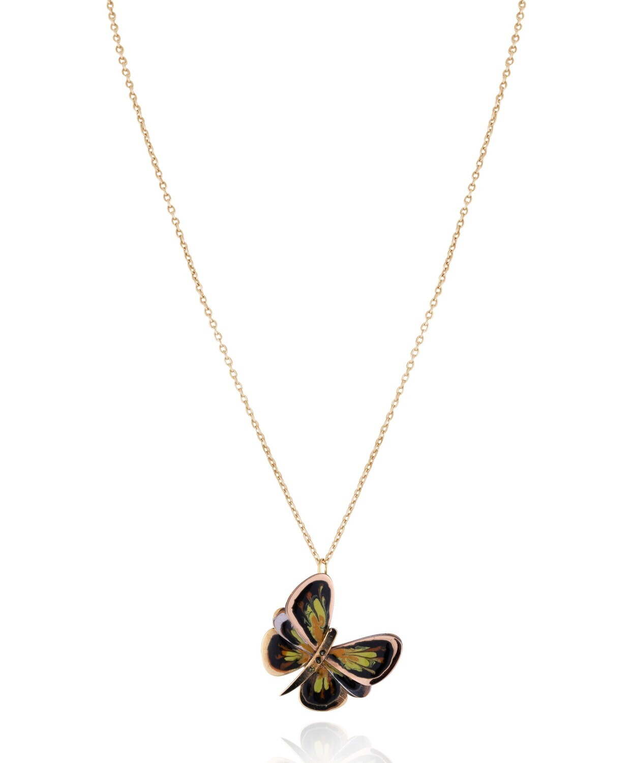 Butterfly Gold Necklace with Enamels
