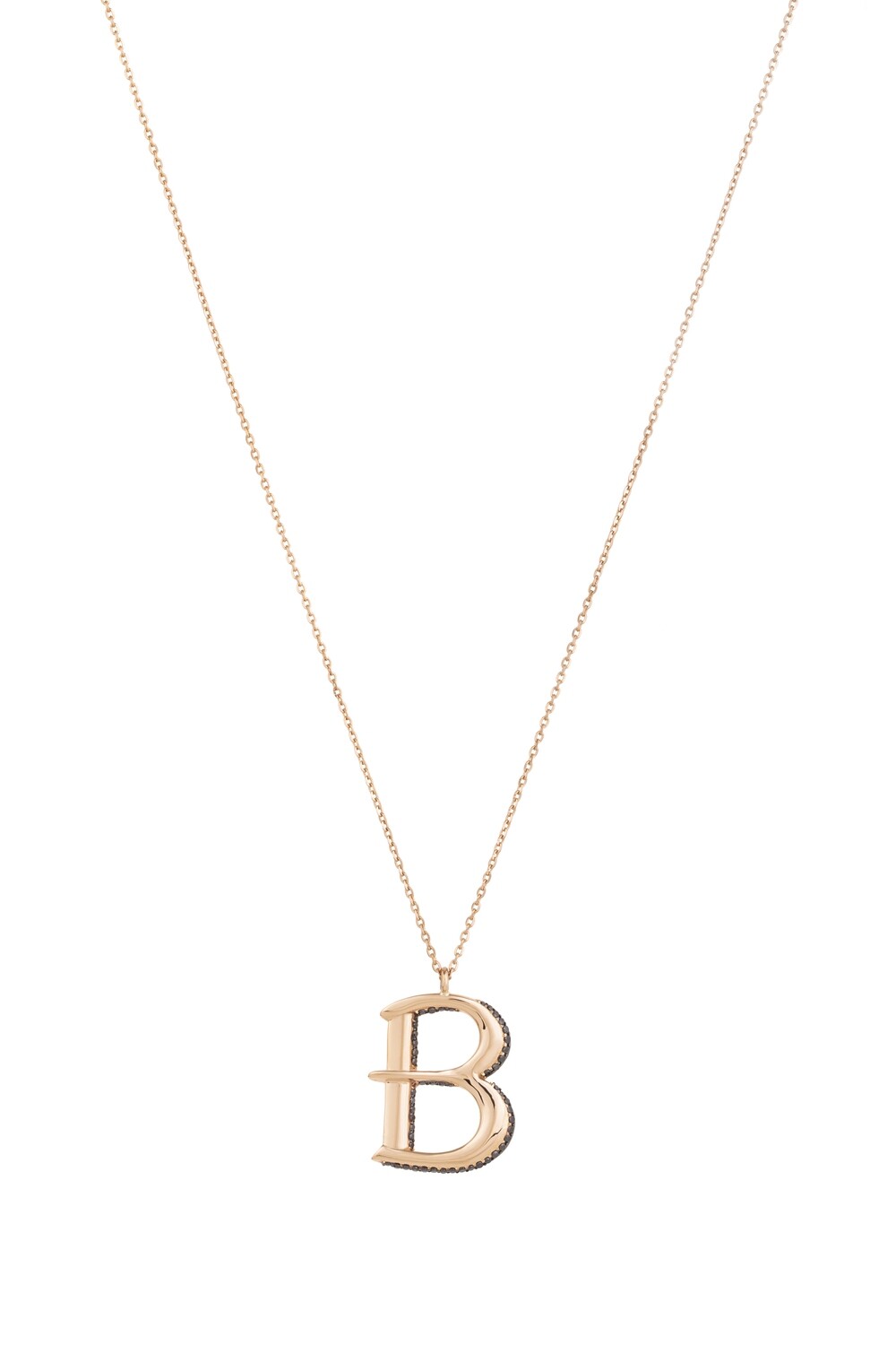 Initials Fancy Black Diamond Necklace, B