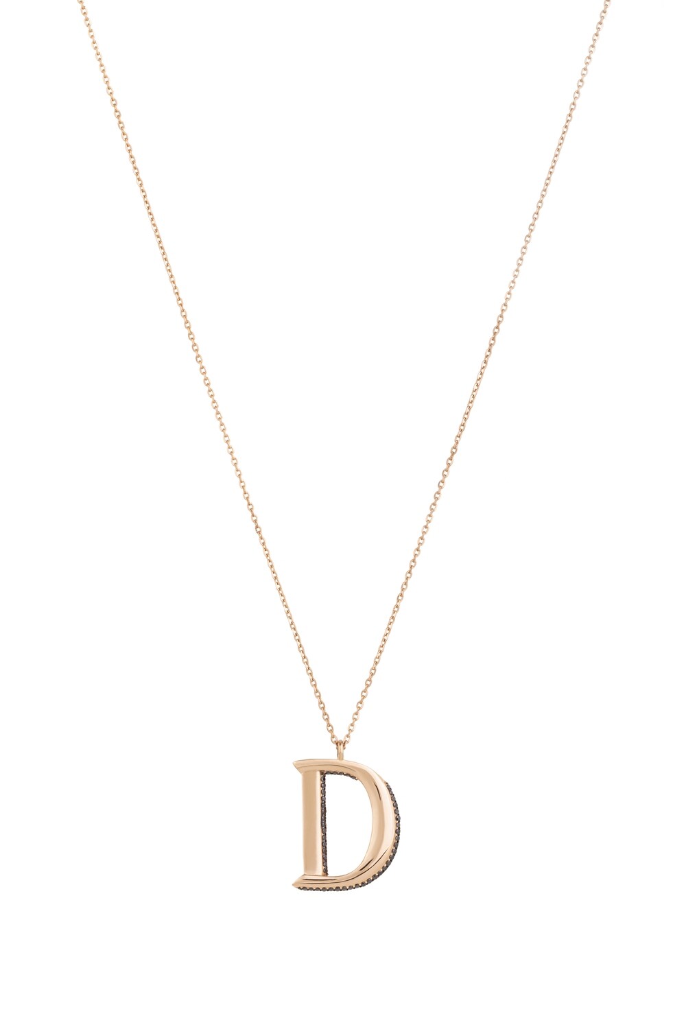 Initials Fancy Black Diamond Necklace, D