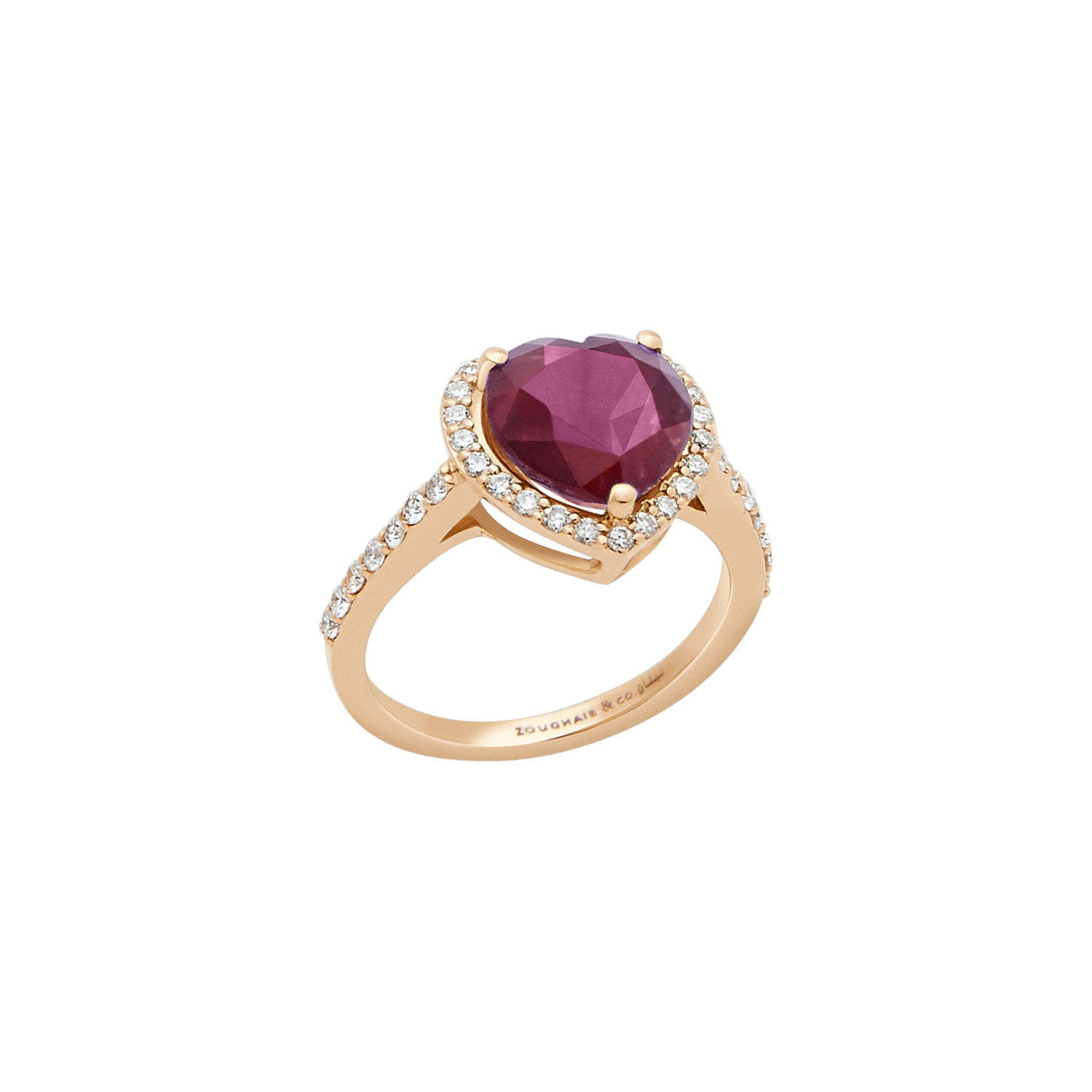 Eternal Diamond Heart Ring with Ruby