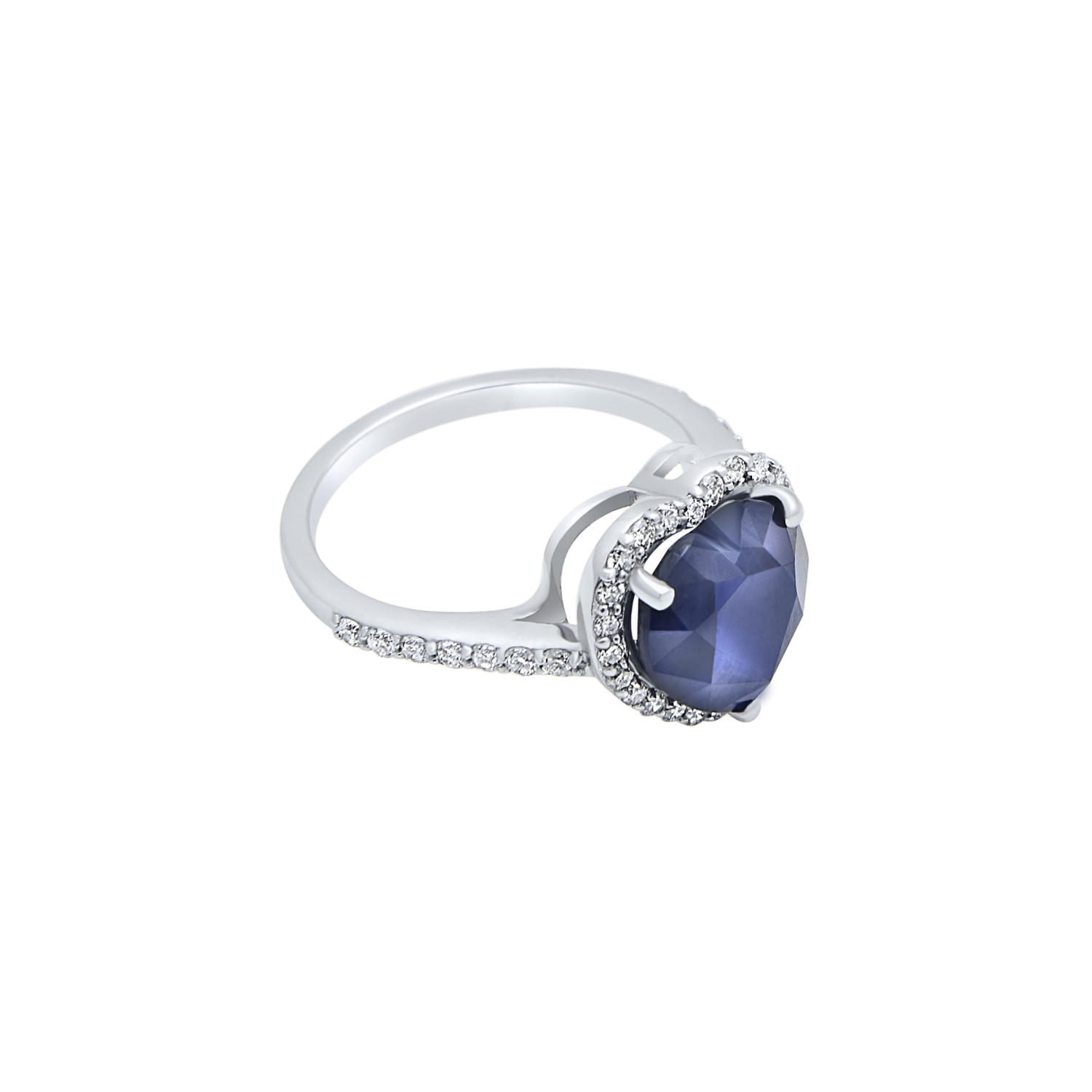 Eternal Diamond Heart Ring with Sapphire
