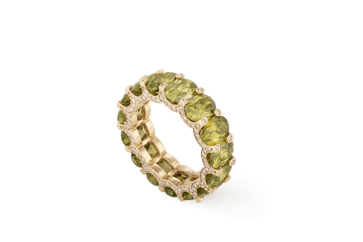 Eternal Diamond Ring with Light Green Precious Stones