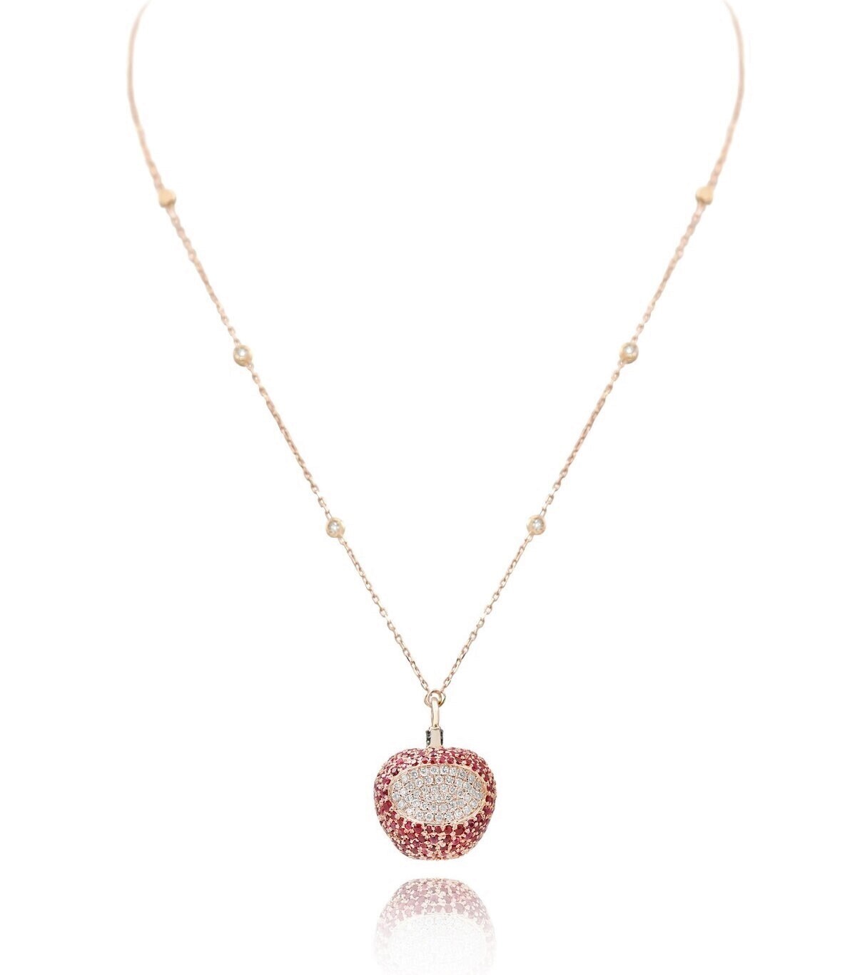 Eternal Apple Diamond Necklace with Ruby