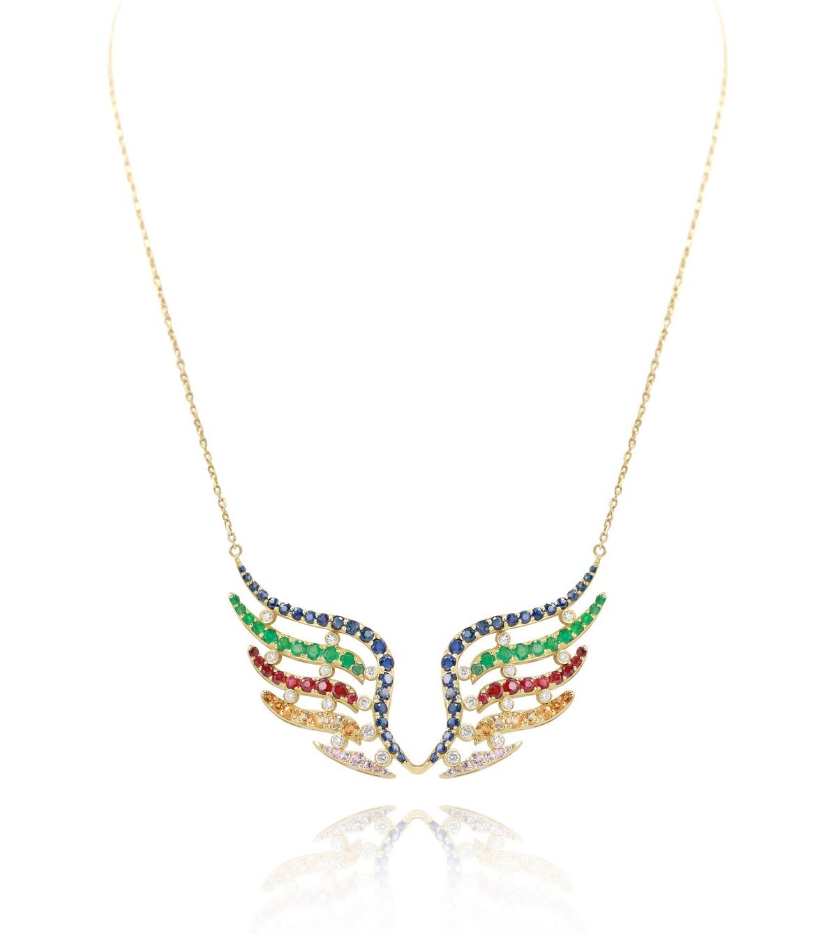 Magical Diamond Necklace Wings with Precious Colors