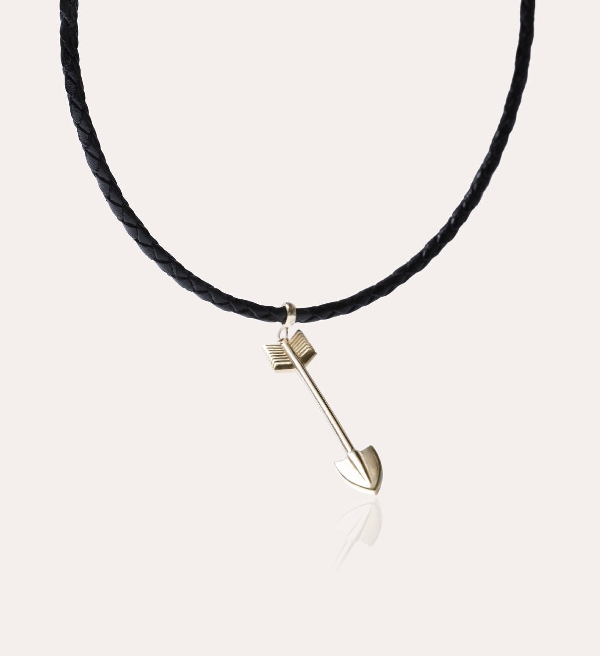 Men Arrow Gold Necklace with leather