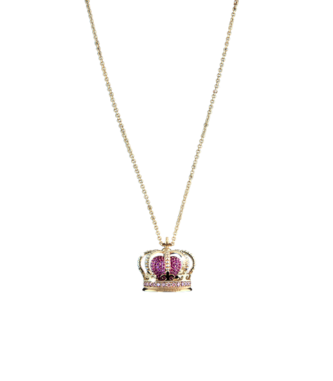Crown 3D Diamond Necklace with Sapphire