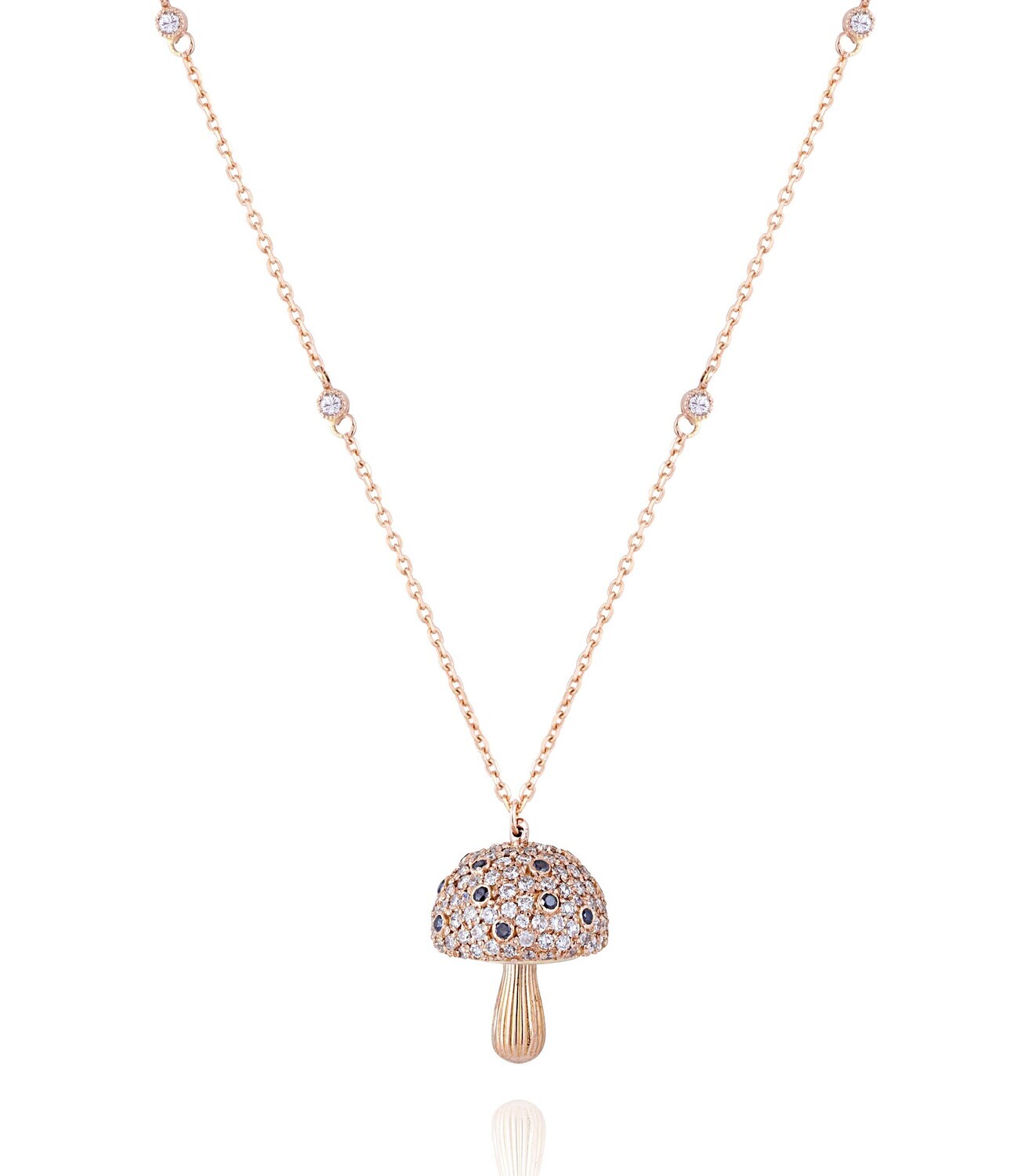 Wild Mushroom Diamond Necklace with Fancy Black Diamond