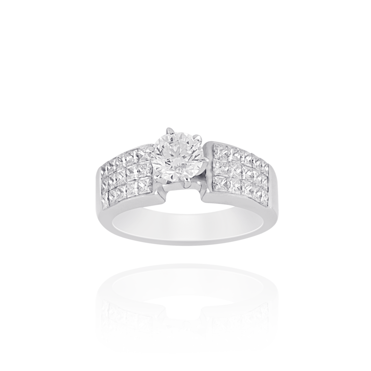 Solitaire Diamond Engagement Ring with Princess Diamond