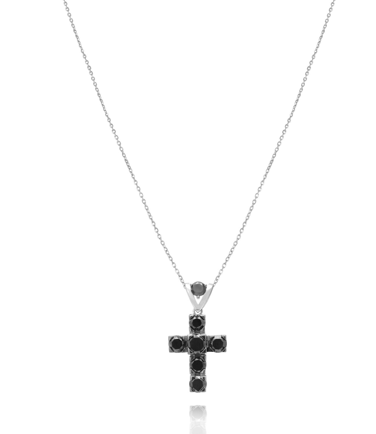 Men Cross Fancy Black Diamond Necklace