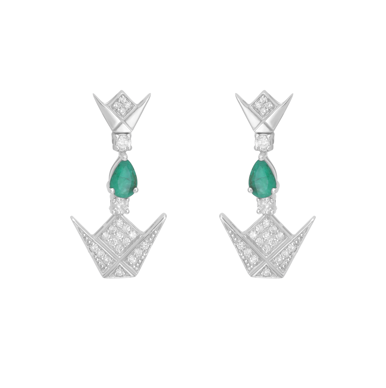 Emblem Diamond Earrings with Emerald