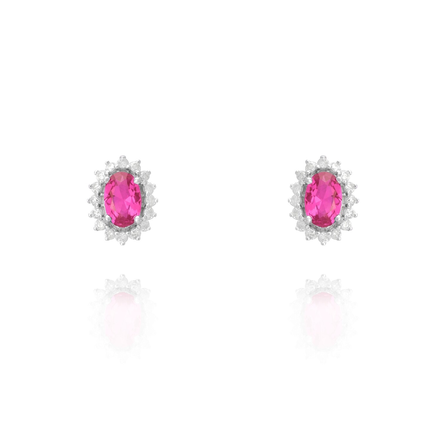 Eternal Diamond Earrings with Pink Stones