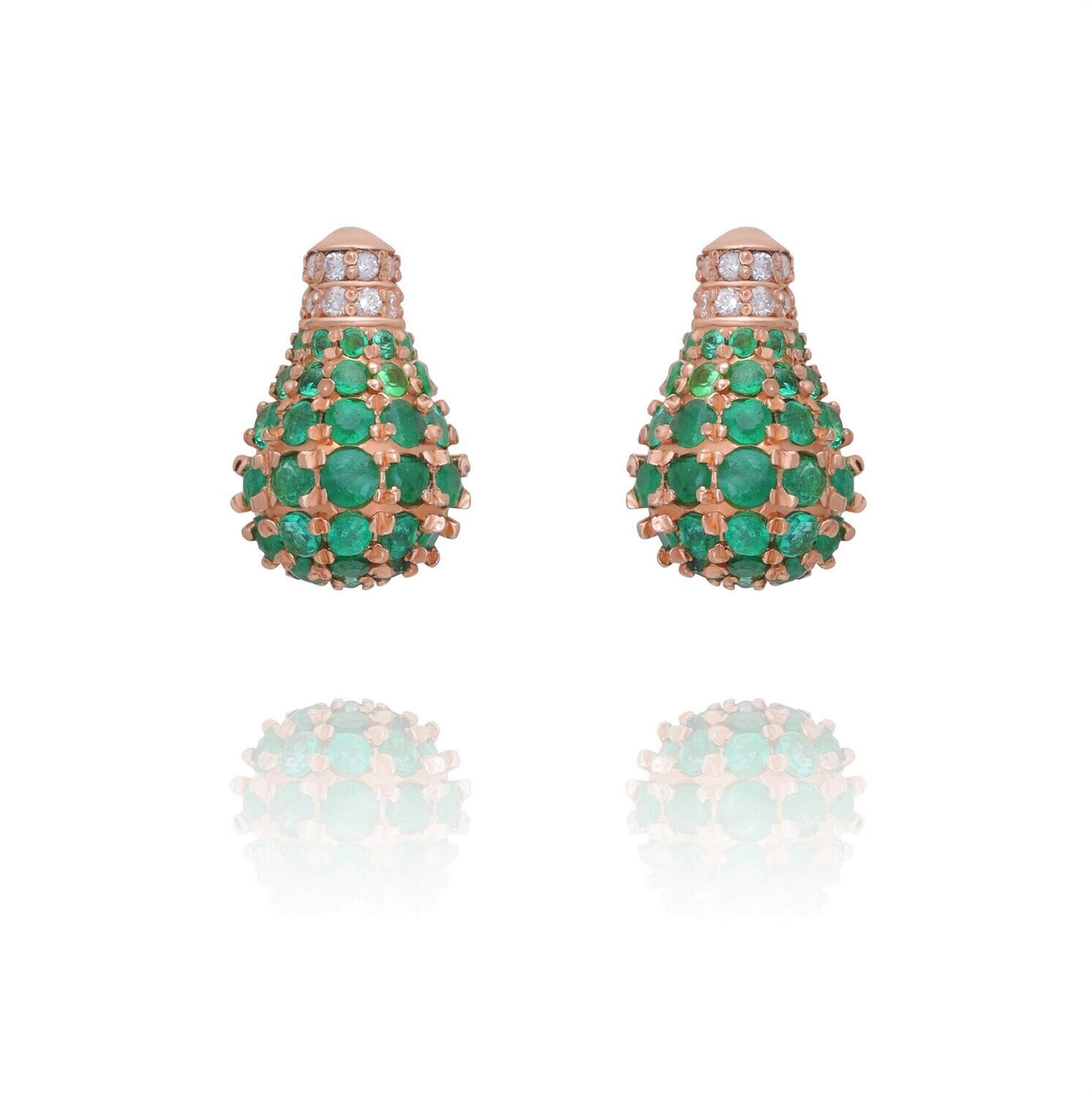 Light Diamond Earrings with Emerald