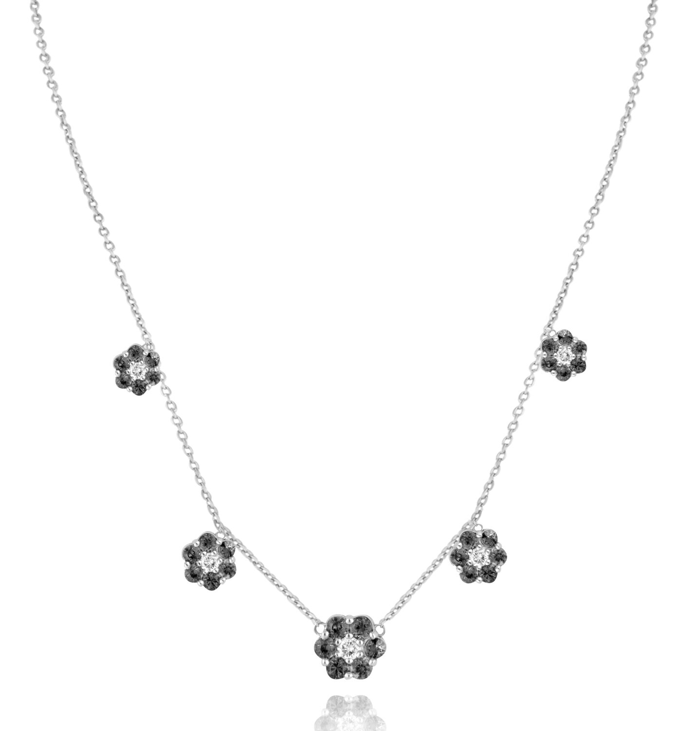 Eternal Diamond Flowers Necklace with Black Diamond