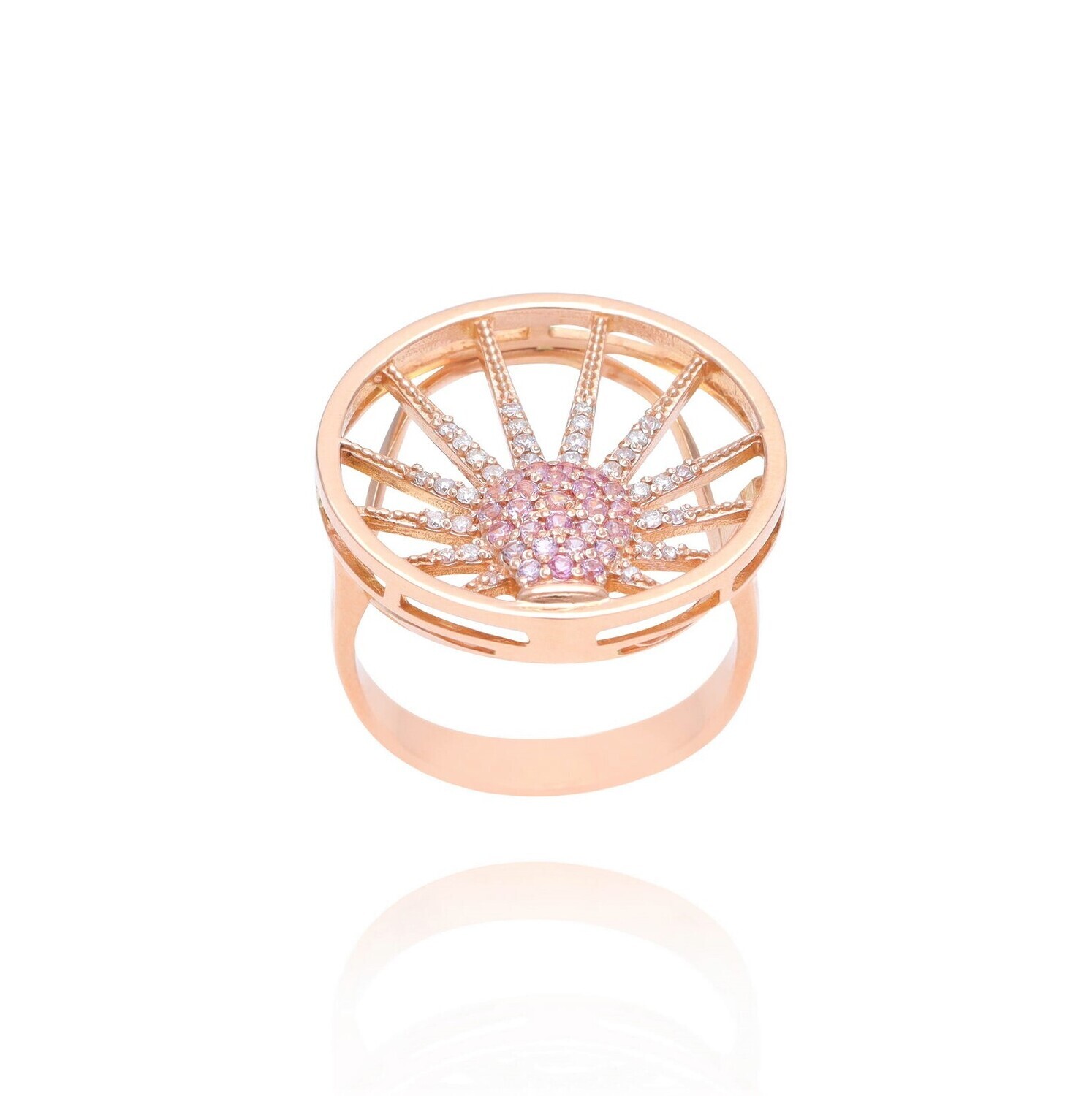 Light Diamond Ring with Pink Sapphire