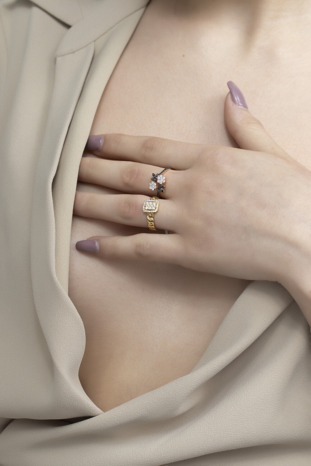 Crushed black sale diamond ring
