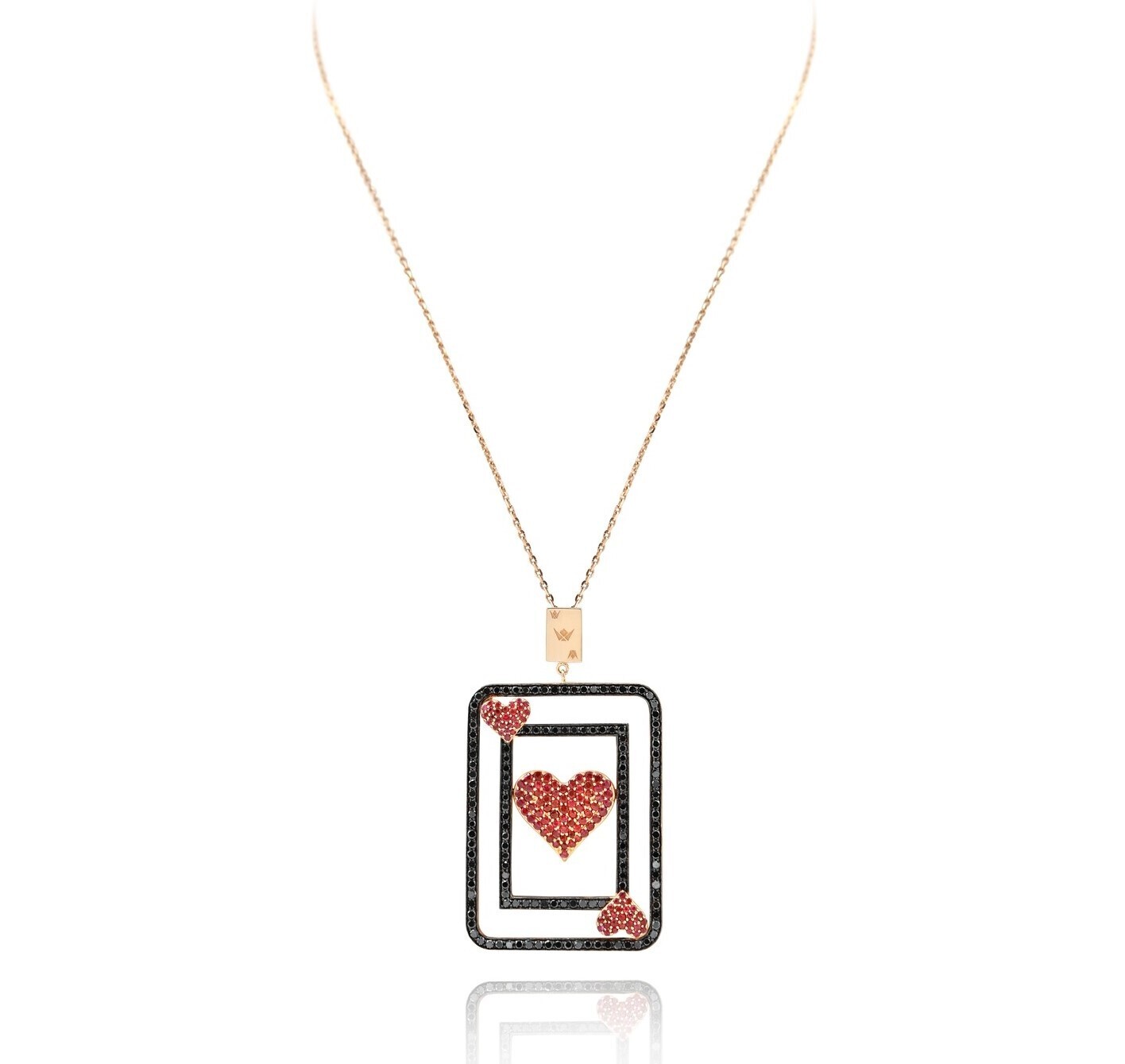 Fortune Card Necklace with Ruby and Fancy Diamond
