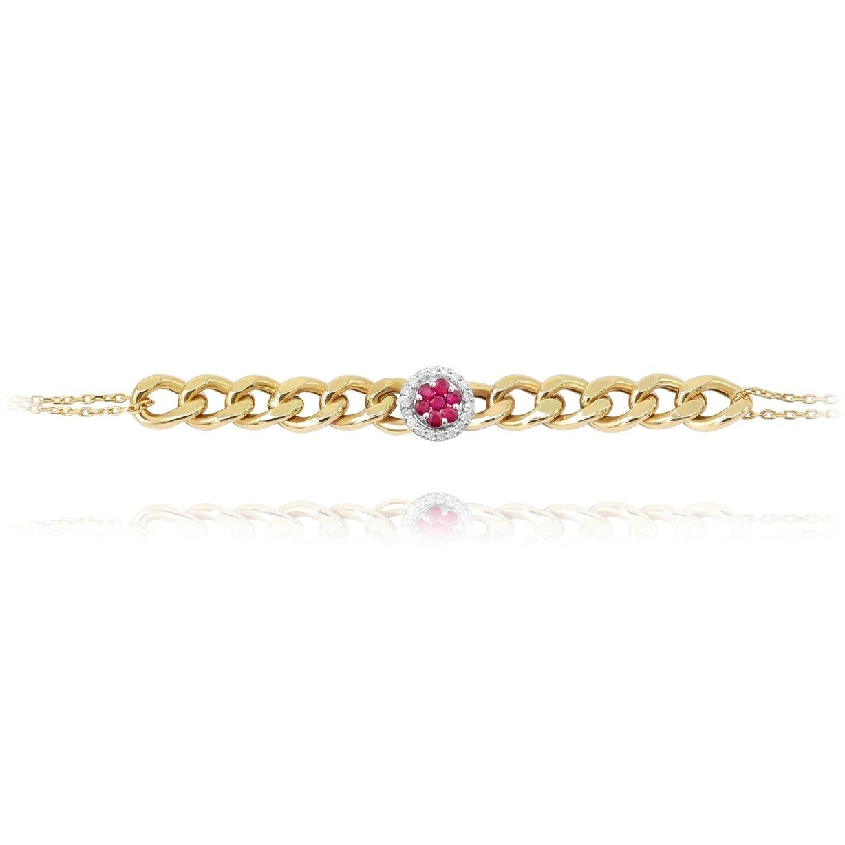 Eternal Diamond Chain Bracelet with Ruby